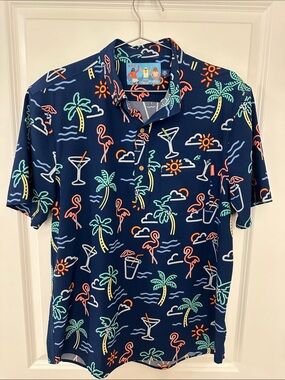 chubbies Navy Tropical Neon Cocktail Print Polo